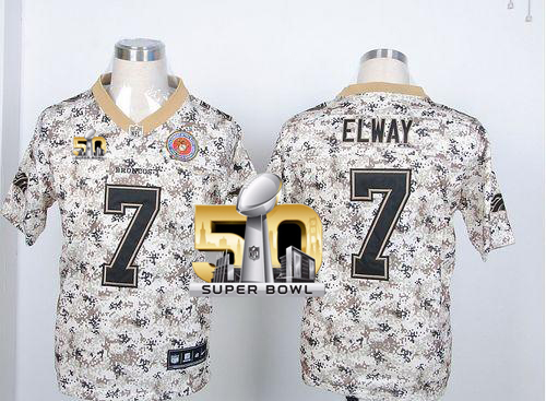 Nike Broncos #7 John Elway Camo USMC Super Bowl 50 Men's Stitched NFL Elite Jersey